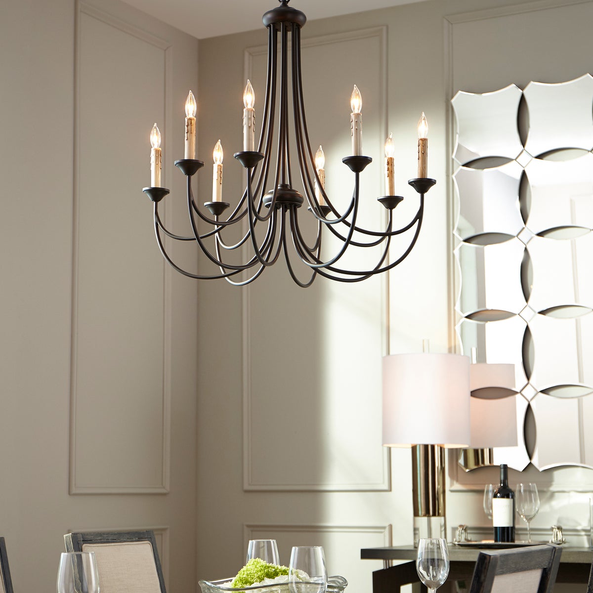 Brass Chandelier with Multi-Head E14 Sockets | Retro Postmodern Style | Adjustable Hanging Chain for Living and Dining Rooms