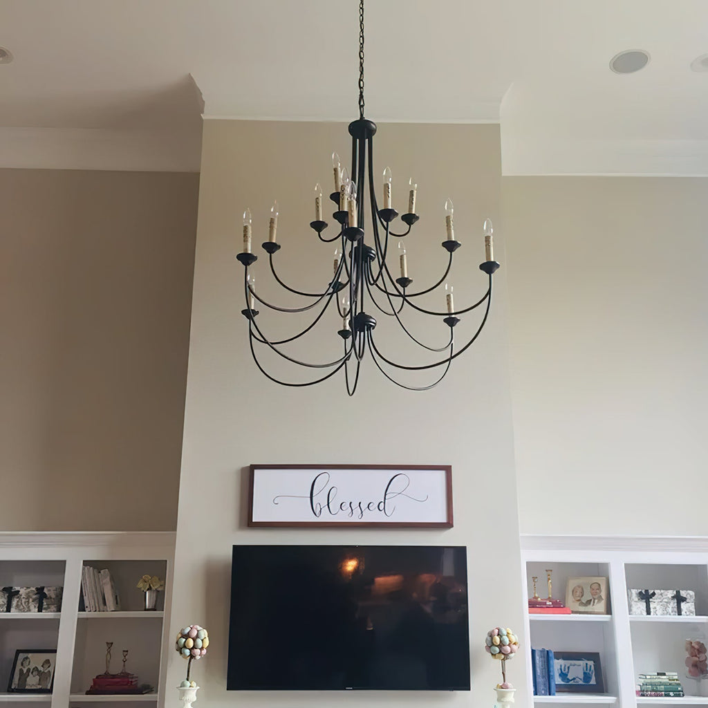 Brass Chandelier with Multi-Head E14 Sockets | Retro Postmodern Style | Adjustable Hanging Chain for Living and Dining Rooms