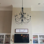 Brass Chandelier with Multi-Head E14 Sockets | Retro Postmodern Style | Adjustable Hanging Chain for Living and Dining Rooms