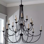 Brass Chandelier with Multi-Head E14 Sockets | Retro Postmodern Style | Adjustable Hanging Chain for Living and Dining Rooms