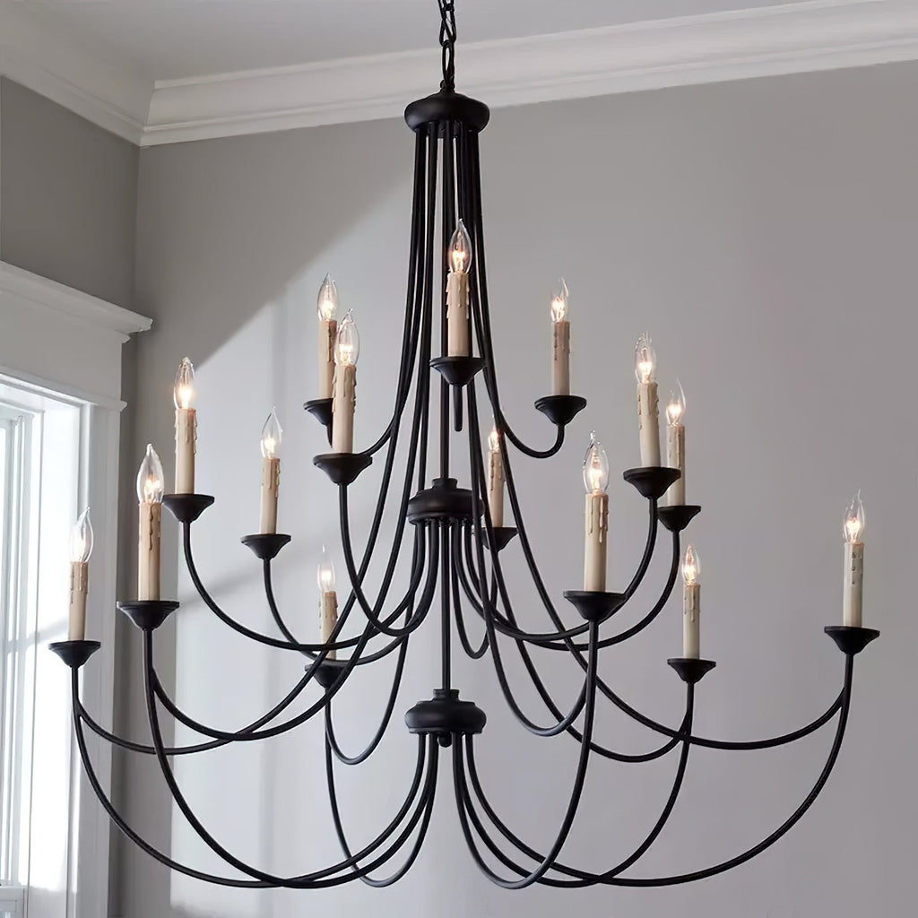 Brass Chandelier with Multi-Head E14 Sockets | Retro Postmodern Style | Adjustable Hanging Chain for Living and Dining Rooms
