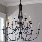 Brass Chandelier with Multi-Head E14 Sockets | Retro Postmodern Style | Adjustable Hanging Chain for Living and Dining Rooms