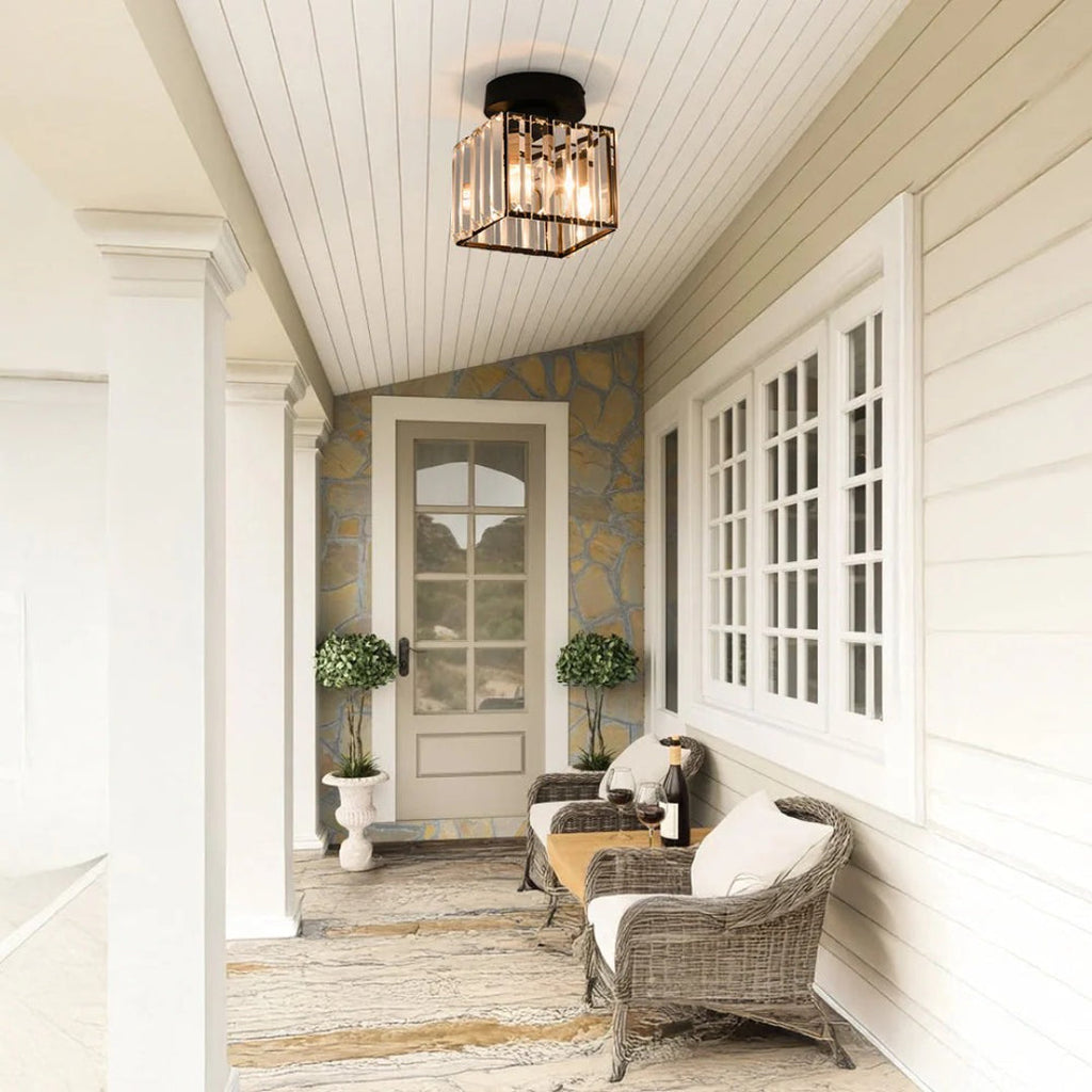 Crystal Metal Cube Ceiling Light
