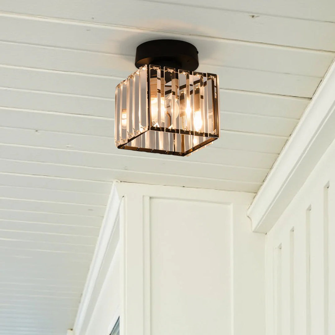 Crystal Metal Cube Ceiling Light