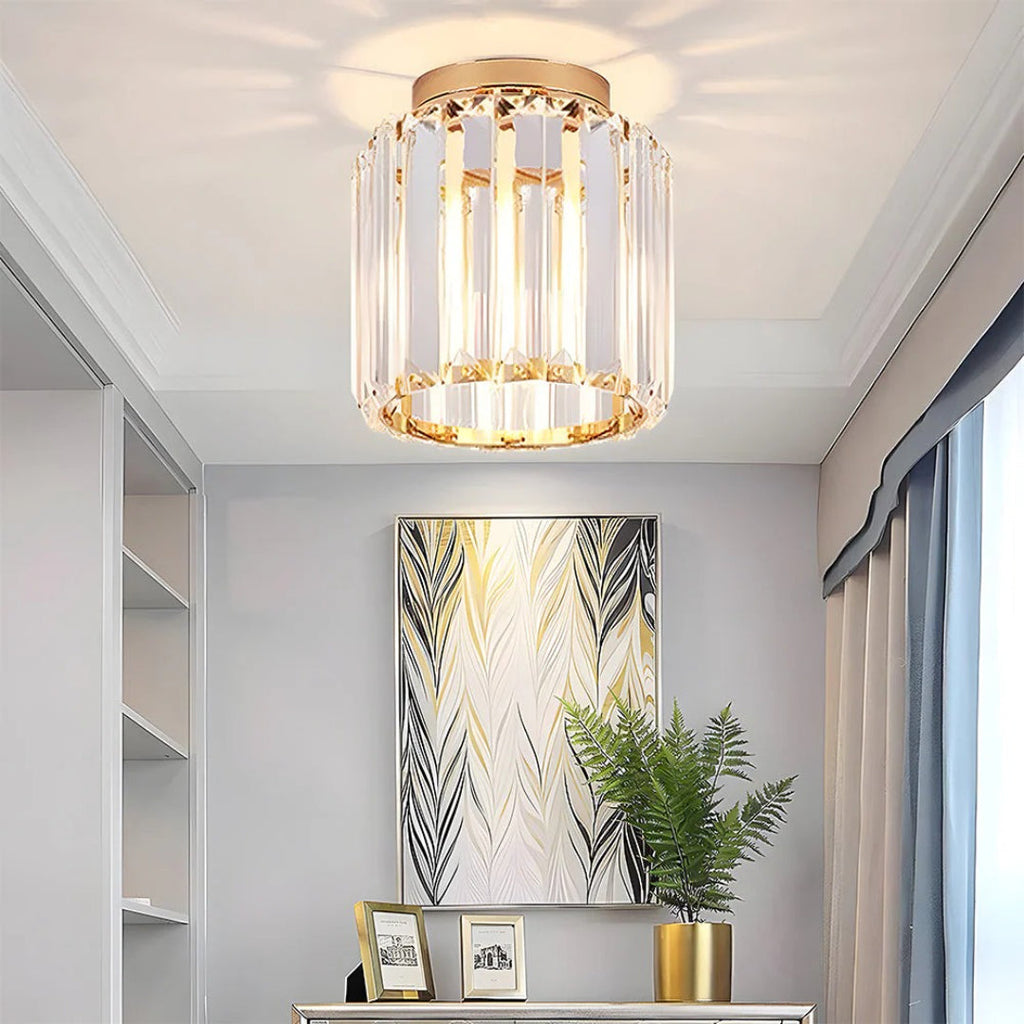Crystal Metal Cube Ceiling Light