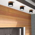 Wood And Metal Ceiling Lamp – Small Cylindrical Modern Accent Design