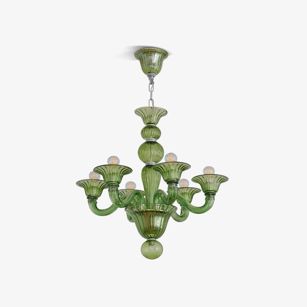 Murano Glass Chandelier Hand-Blown Organic Silhouette | Art Deco Style Ceiling Light | Hardwired Artisanal Interior Decor