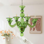 Murano Glass Chandelier Hand-Blown Organic Silhouette | Art Deco Style Ceiling Light | Hardwired Artisanal Interior Decor