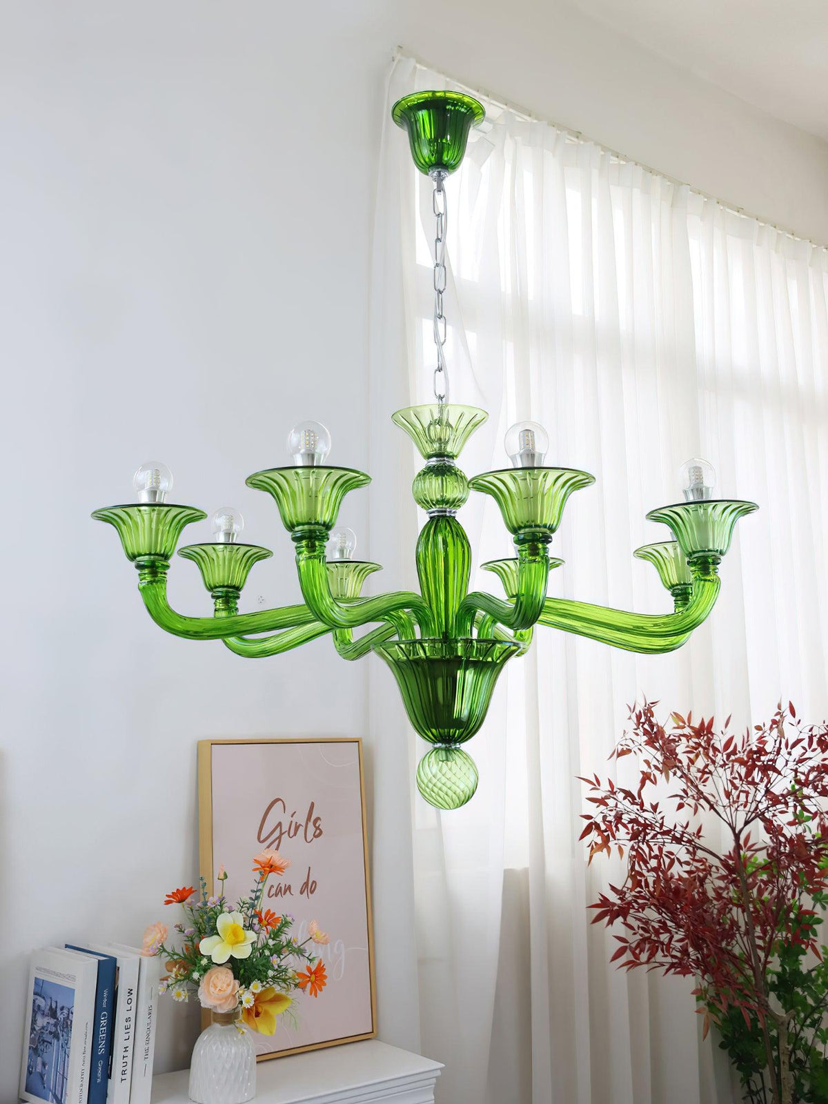 Murano Glass Chandelier Hand-Blown Organic Silhouette | Art Deco Style Ceiling Light | Hardwired Artisanal Interior Decor