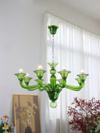 Murano Glass Chandelier Hand-Blown Organic Silhouette | Art Deco Style Ceiling Light | Hardwired Artisanal Interior Decor