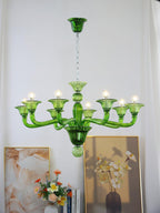 Murano Glass Chandelier Hand-Blown Organic Silhouette | Art Deco Style Ceiling Light | Hardwired Artisanal Interior Decor