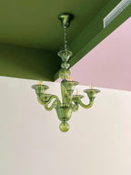 Murano Glass Chandelier Hand-Blown Organic Silhouette | Art Deco Style Ceiling Light | Hardwired Artisanal Interior Decor