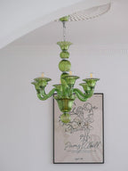 Murano Glass Chandelier Hand-Blown Organic Silhouette | Art Deco Style Ceiling Light | Hardwired Artisanal Interior Decor