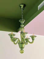 Murano Glass Chandelier Hand-Blown Organic Silhouette | Art Deco Style Ceiling Light | Hardwired Artisanal Interior Decor