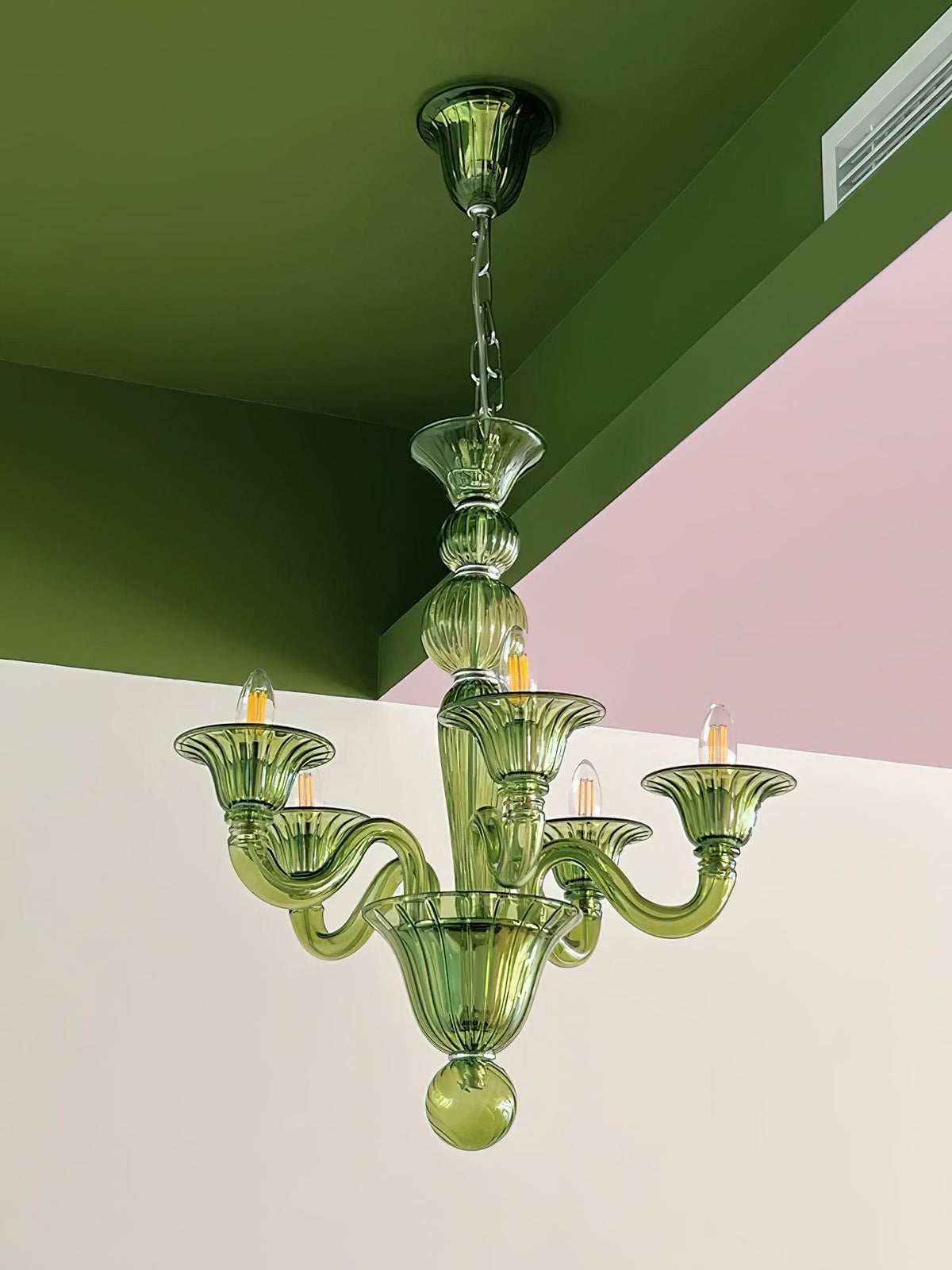 Murano Glass Chandelier Hand-Blown Organic Silhouette | Art Deco Style Ceiling Light | Hardwired Artisanal Interior Decor