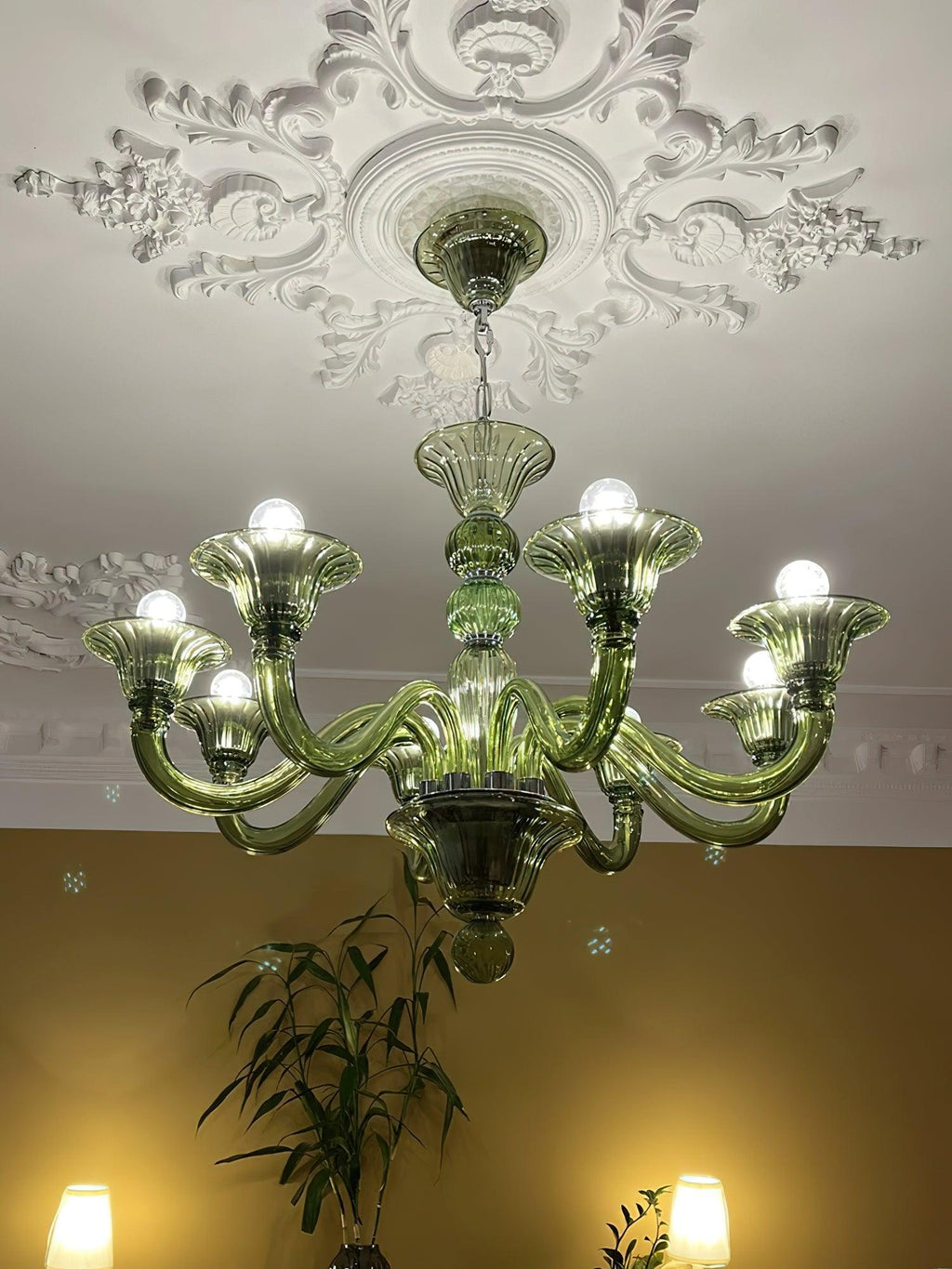 Murano Glass Chandelier Hand-Blown Organic Silhouette | Art Deco Style Ceiling Light | Hardwired Artisanal Interior Decor