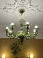 Murano Glass Chandelier Hand-Blown Organic Silhouette | Art Deco Style Ceiling Light | Hardwired Artisanal Interior Decor