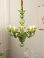 Murano Glass Chandelier Hand-Blown Organic Silhouette | Art Deco Style Ceiling Light | Hardwired Artisanal Interior Decor