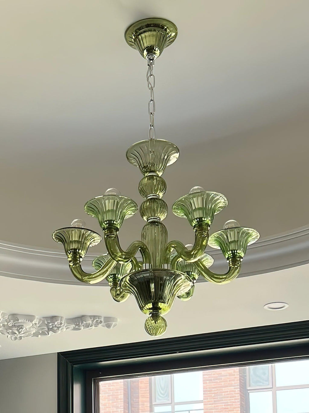 Murano Glass Chandelier Hand-Blown Organic Silhouette | Art Deco Style Ceiling Light | Hardwired Artisanal Interior Decor