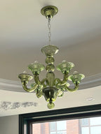 Murano Glass Chandelier Hand-Blown Organic Silhouette | Art Deco Style Ceiling Light | Hardwired Artisanal Interior Decor