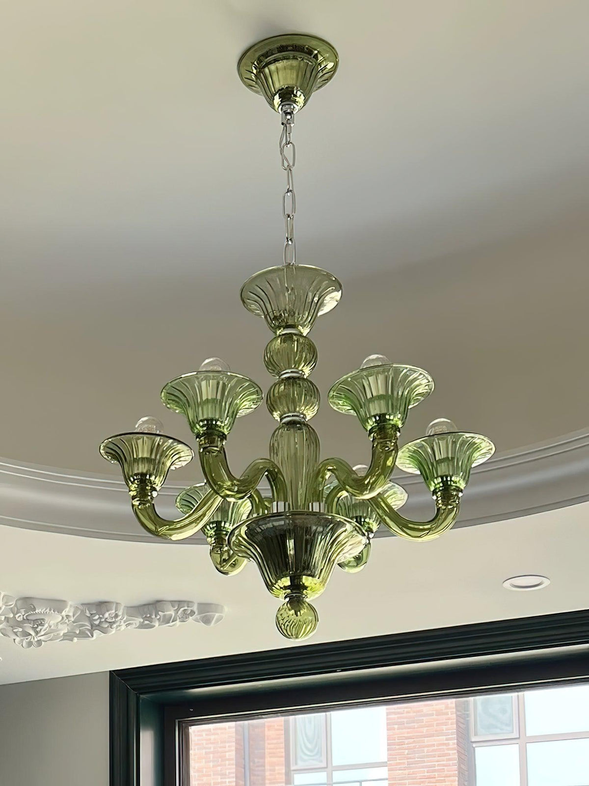 Murano Glass Chandelier Hand-Blown Organic Silhouette | Art Deco Style Ceiling Light | Hardwired Artisanal Interior Decor