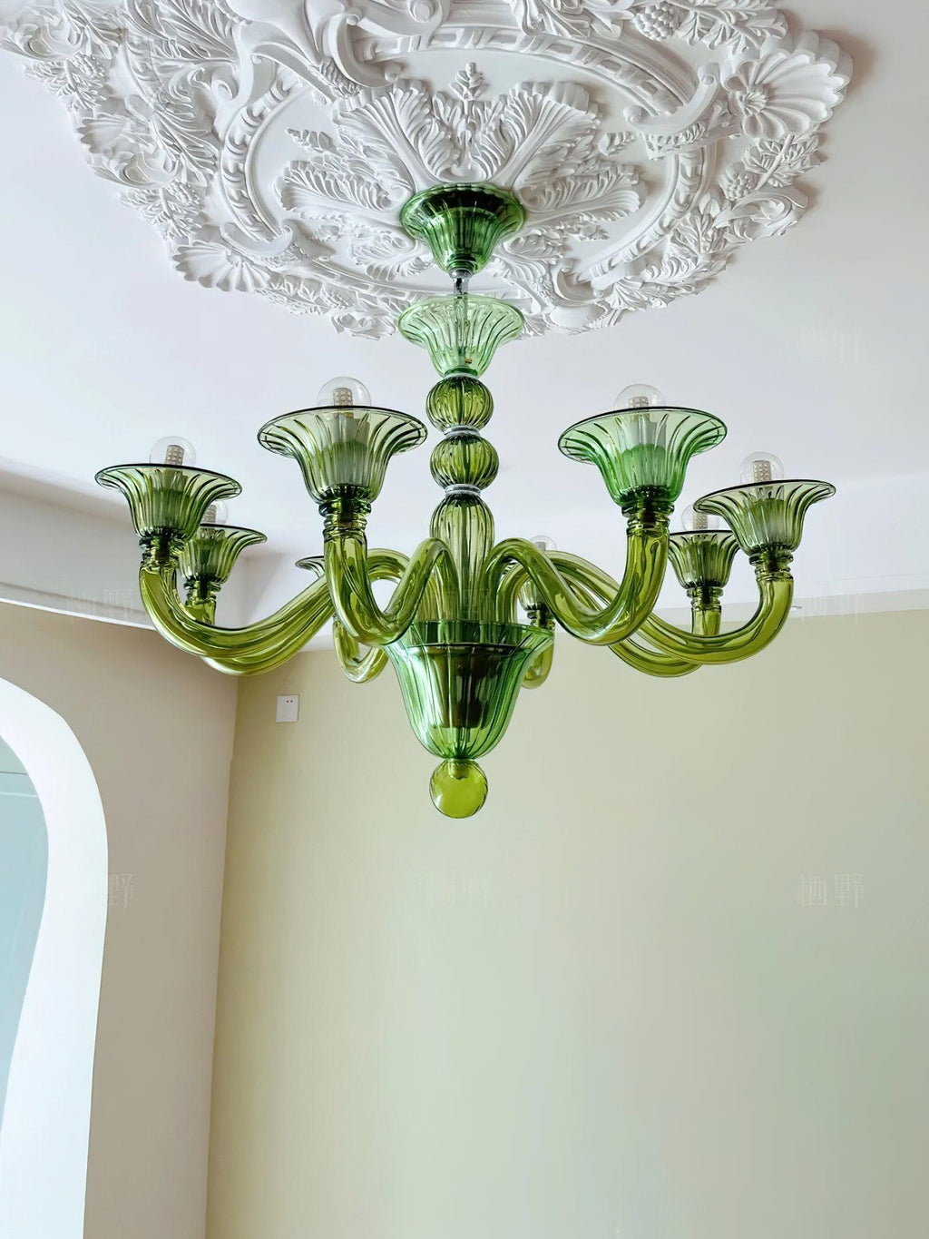 Murano Glass Chandelier Hand-Blown Organic Silhouette | Art Deco Style Ceiling Light | Hardwired Artisanal Interior Decor