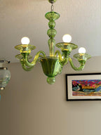 Murano Glass Chandelier Hand-Blown Organic Silhouette | Art Deco Style Ceiling Light | Hardwired Artisanal Interior Decor