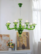 Murano Glass Chandelier Hand-Blown Organic Silhouette | Art Deco Style Ceiling Light | Hardwired Artisanal Interior Decor