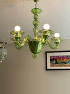 Murano Glass Chandelier Hand-Blown Organic Silhouette | Art Deco Style Ceiling Light | Hardwired Artisanal Interior Decor