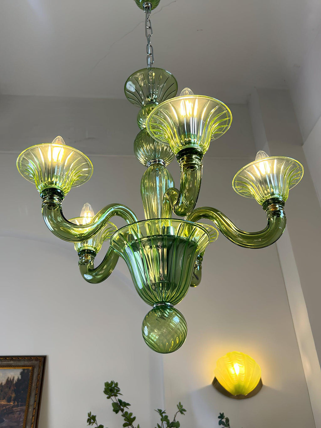 Murano Glass Chandelier Hand-Blown Organic Silhouette | Art Deco Style Ceiling Light | Hardwired Artisanal Interior Decor