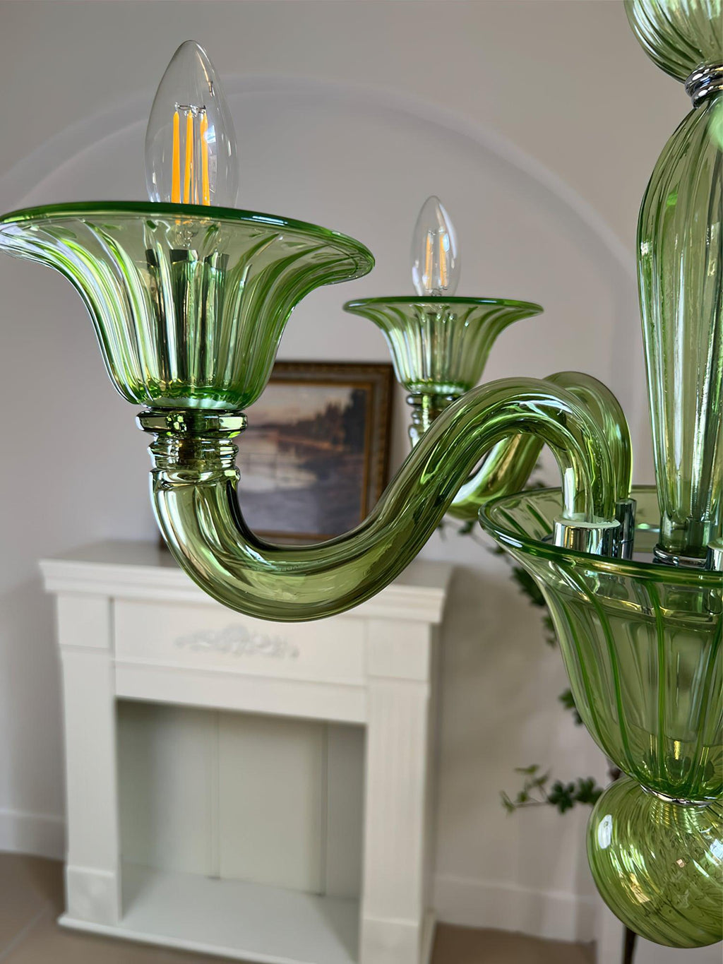 Murano Glass Chandelier Hand-Blown Organic Silhouette | Art Deco Style Ceiling Light | Hardwired Artisanal Interior Decor