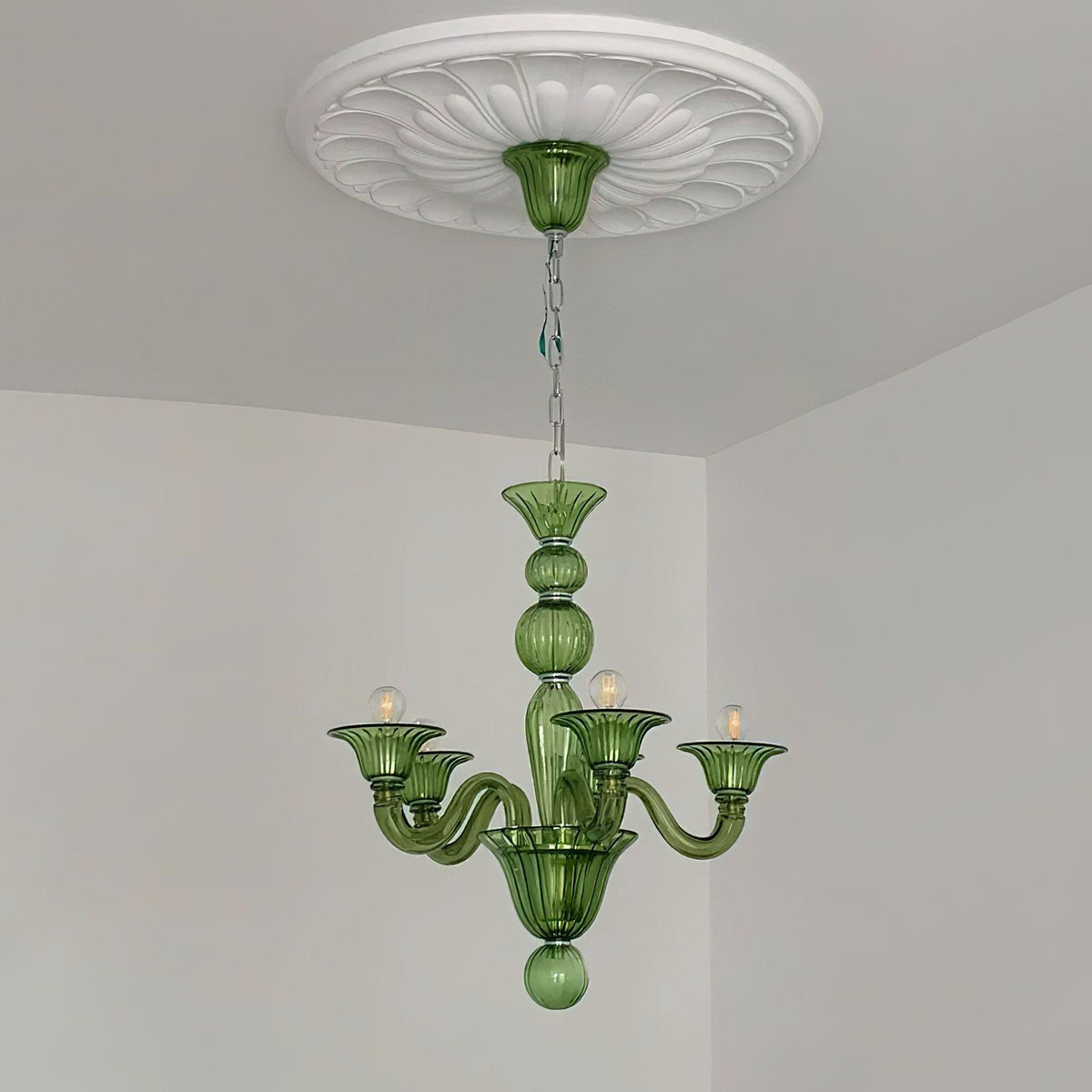 Murano Glass Chandelier Hand-Blown Organic Silhouette | Art Deco Style Ceiling Light | Hardwired Artisanal Interior Decor