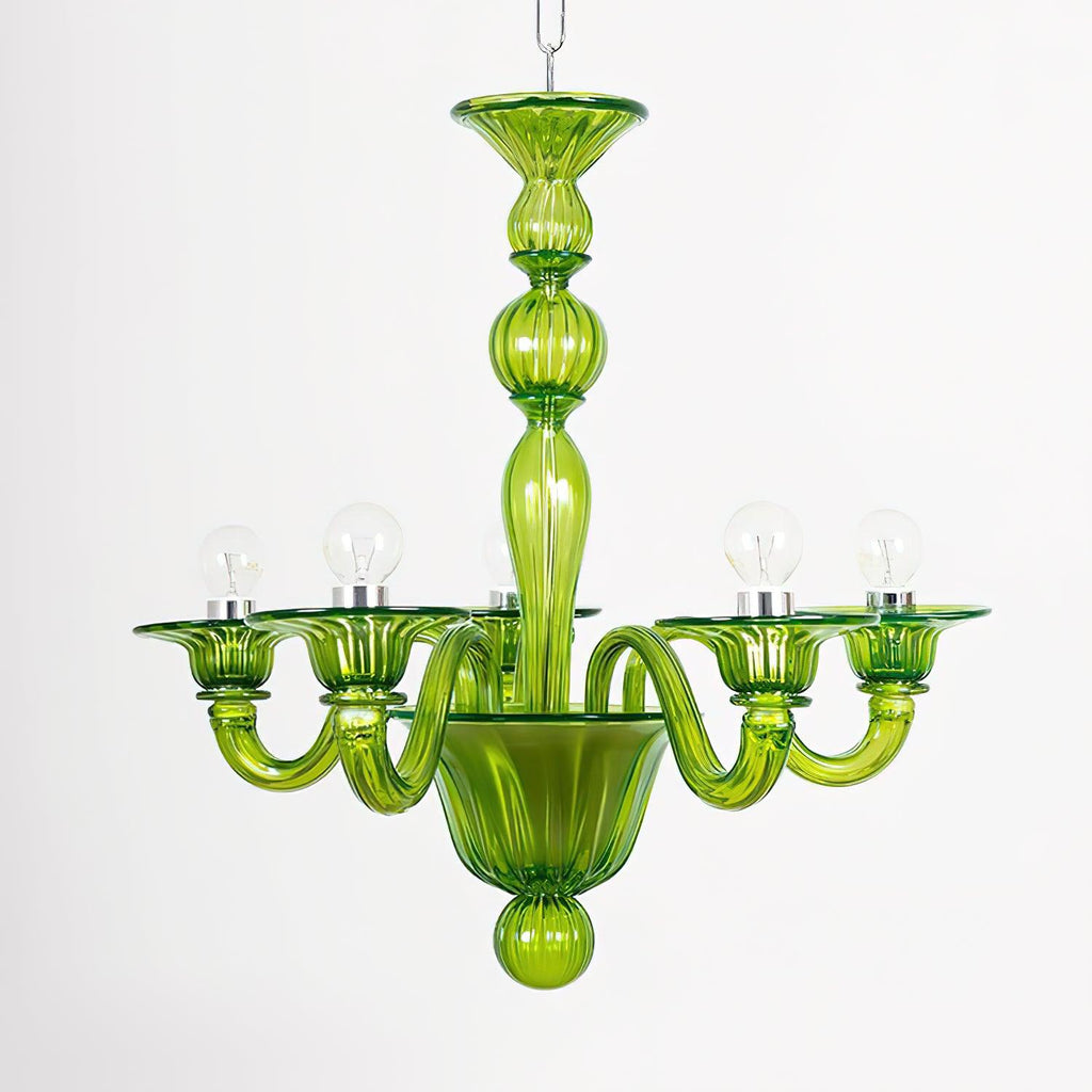 Murano Glass Chandelier Hand-Blown Organic Silhouette | Art Deco Style Ceiling Light | Hardwired Artisanal Interior Decor