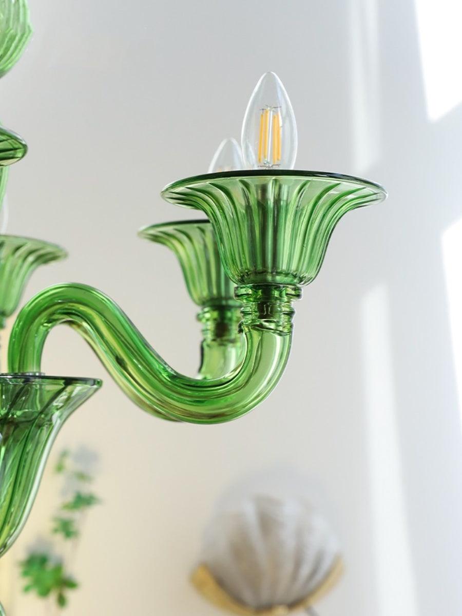 Murano Glass Chandelier Hand-Blown Organic Silhouette | Art Deco Style Ceiling Light | Hardwired Artisanal Interior Decor