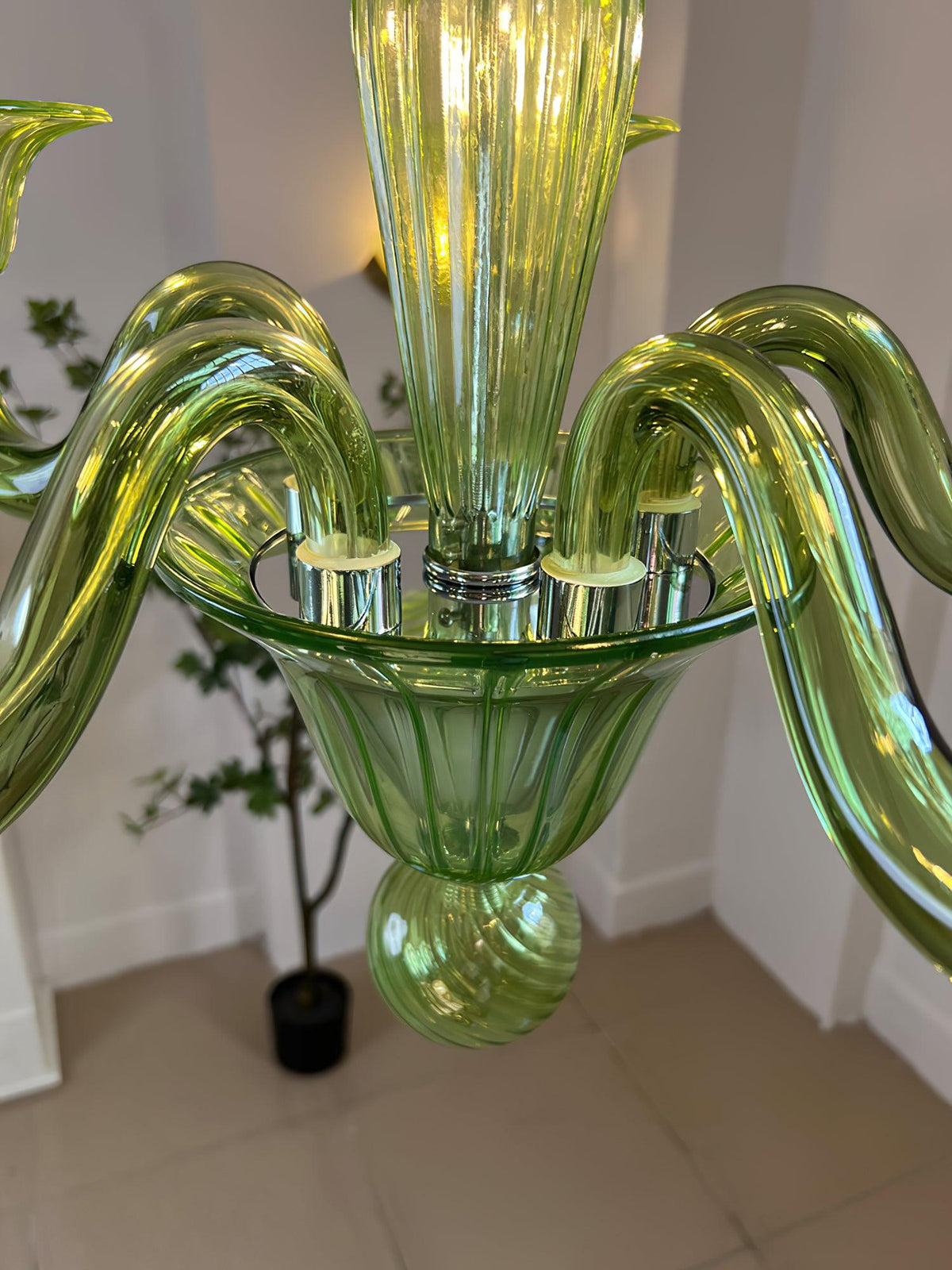 Murano Glass Chandelier Hand-Blown Organic Silhouette | Art Deco Style Ceiling Light | Hardwired Artisanal Interior Decor