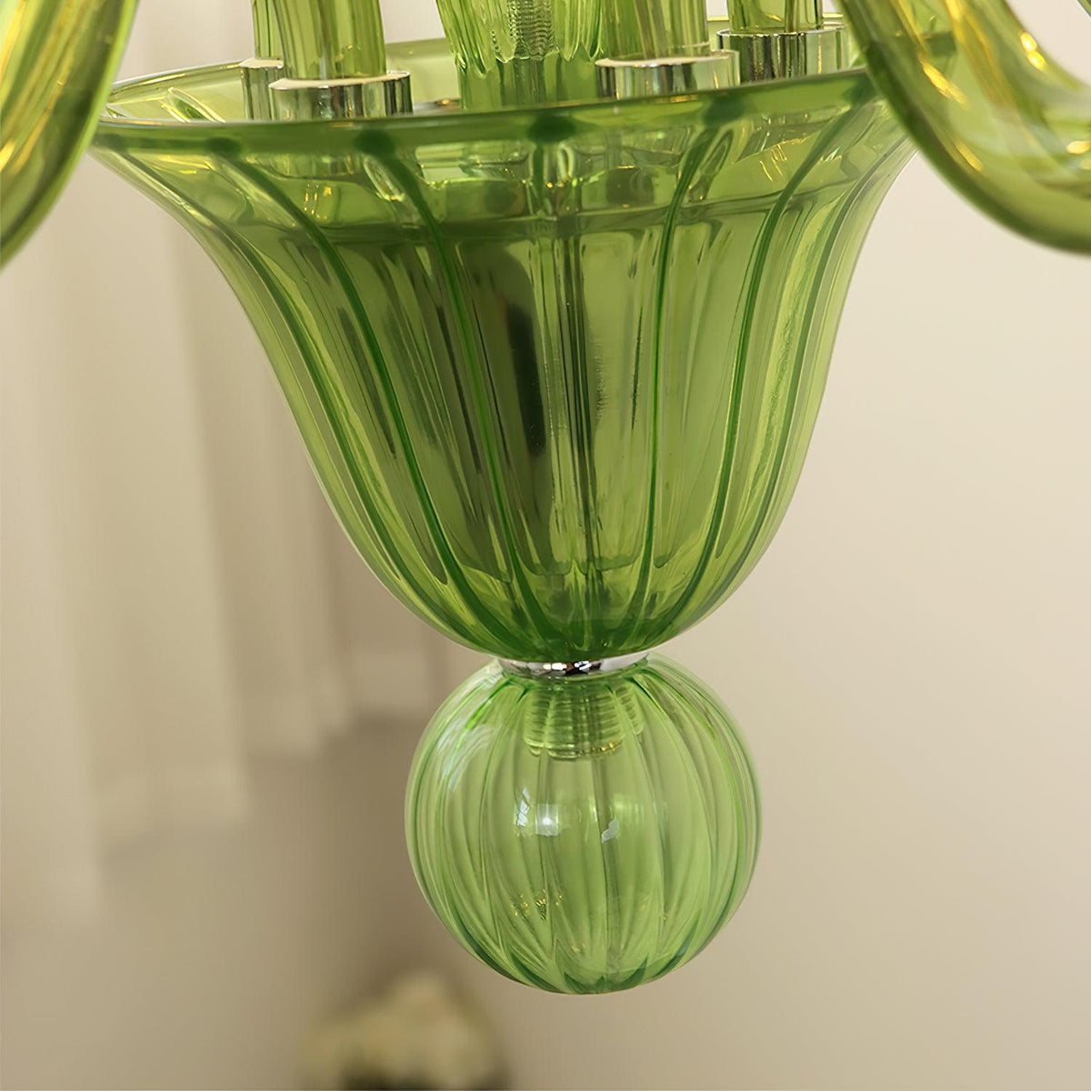 Murano Glass Chandelier Hand-Blown Organic Silhouette | Art Deco Style Ceiling Light | Hardwired Artisanal Interior Decor
