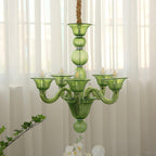 Murano Glass Chandelier Hand-Blown Organic Silhouette | Art Deco Style Ceiling Light | Hardwired Artisanal Interior Decor