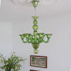 Murano Glass Chandelier Hand-Blown Organic Silhouette | Art Deco Style Ceiling Light | Hardwired Artisanal Interior Decor