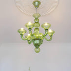 Murano Glass Chandelier Hand-Blown Organic Silhouette | Art Deco Style Ceiling Light | Hardwired Artisanal Interior Decor