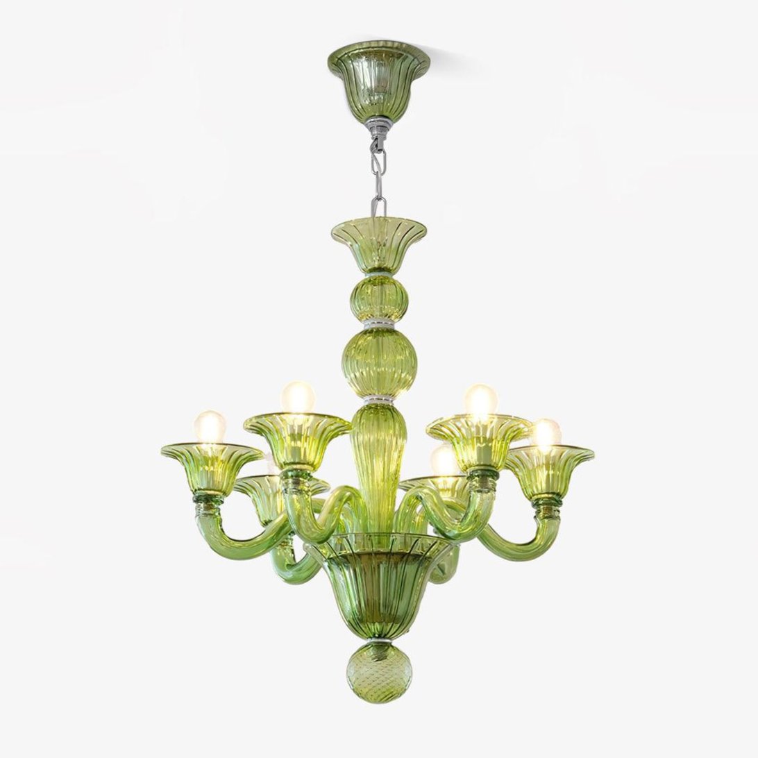 Murano Glass Chandelier Hand-Blown Organic Silhouette | Art Deco Style Ceiling Light | Hardwired Artisanal Interior Decor