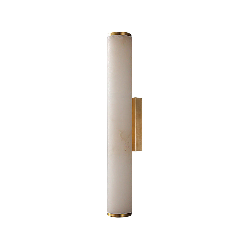 Wall Lamp Brass and Alabaster Integrated LED | Minimalist Modern Style | Natural Stone Pattern Sconce Lighting Fixture
