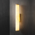 Wall Lamp Brass and Alabaster Integrated LED | Minimalist Modern Style | Natural Stone Pattern Sconce Lighting Fixture