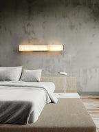 Wall Lamp Brass and Alabaster Integrated LED | Minimalist Modern Style | Natural Stone Pattern Sconce Lighting Fixture