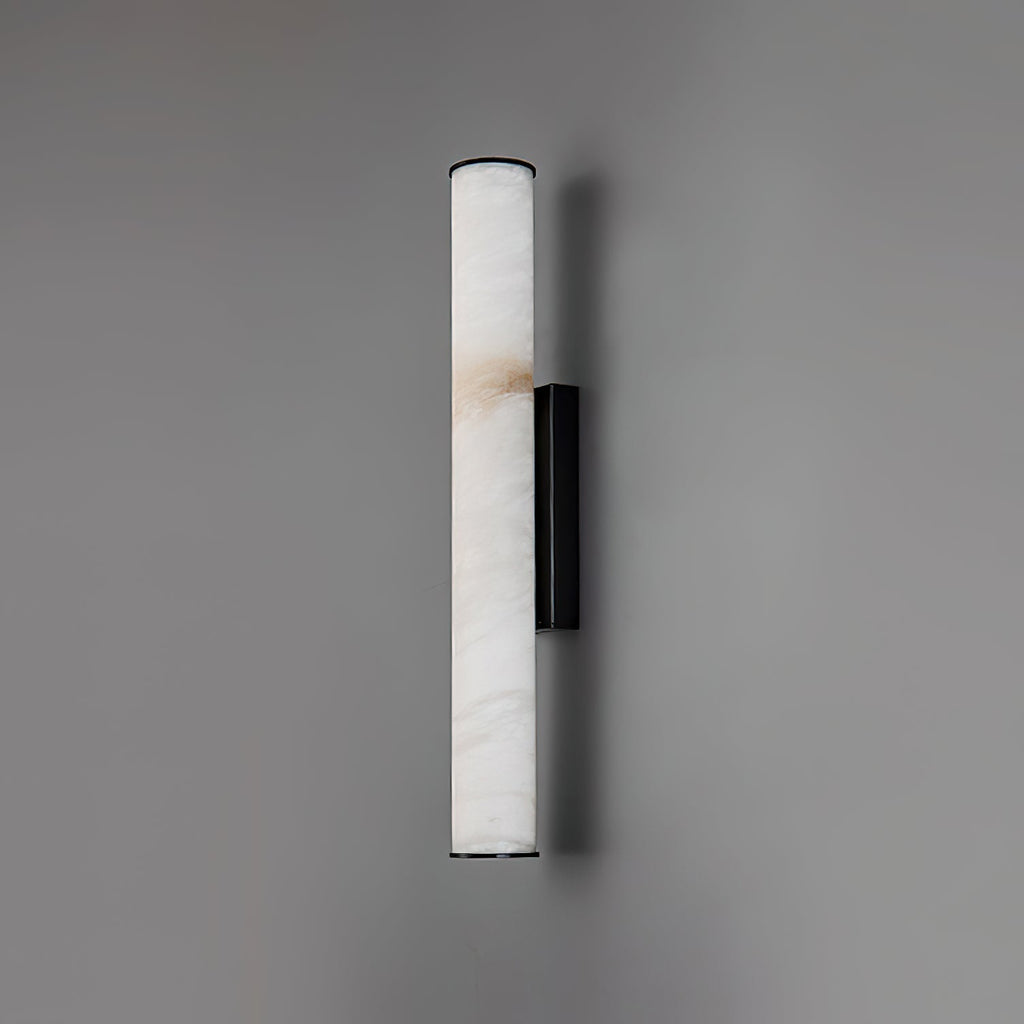 Wall Lamp Brass and Alabaster Integrated LED | Minimalist Modern Style | Natural Stone Pattern Sconce Lighting Fixture