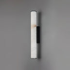 Wall Lamp Brass and Alabaster Integrated LED | Minimalist Modern Style | Natural Stone Pattern Sconce Lighting Fixture