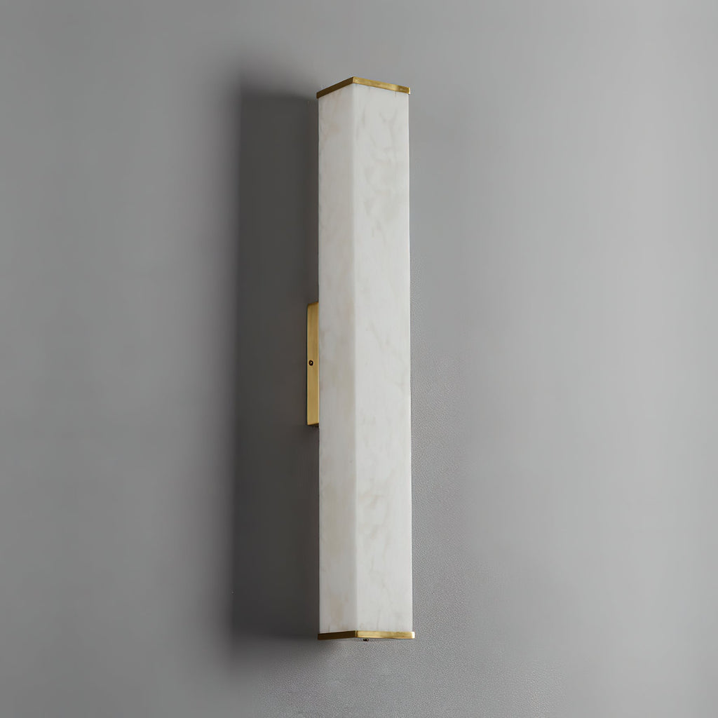 Wall Lamp Brass and Alabaster Integrated LED | Minimalist Modern Style | Natural Stone Pattern Sconce Lighting Fixture
