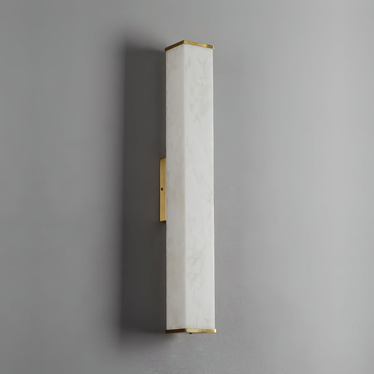 Wall Lamp Brass and Alabaster Integrated LED | Minimalist Modern Style | Natural Stone Pattern Sconce Lighting Fixture