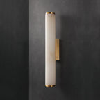 Wall Lamp Brass and Alabaster Integrated LED | Minimalist Modern Style | Natural Stone Pattern Sconce Lighting Fixture
