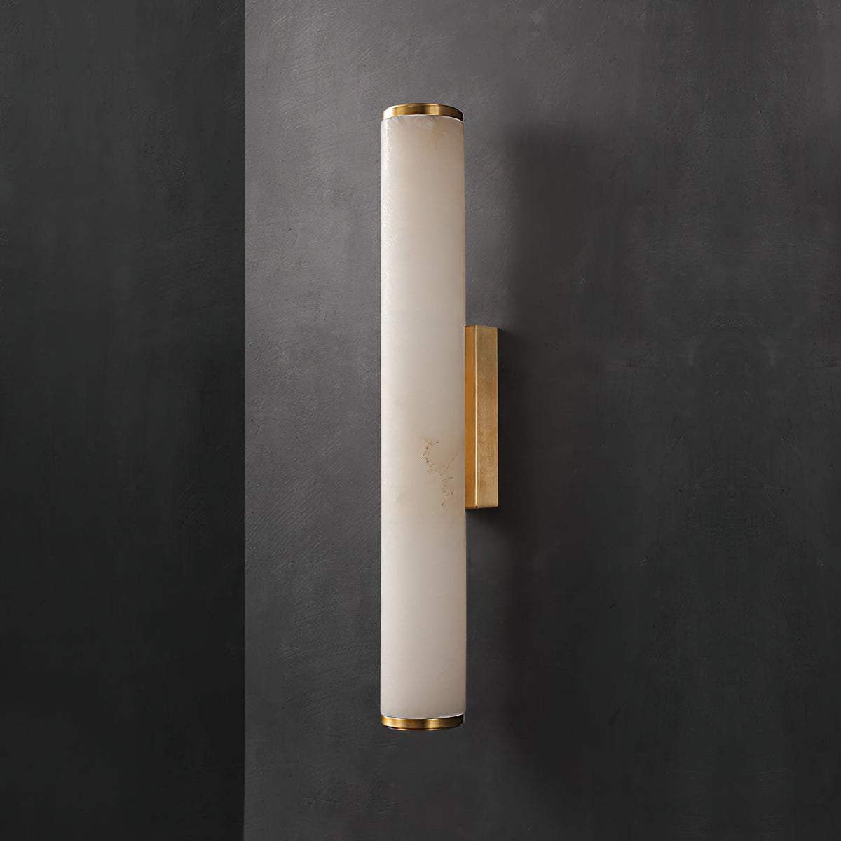 Wall Lamp Brass and Alabaster Integrated LED | Minimalist Modern Style | Natural Stone Pattern Sconce Lighting Fixture