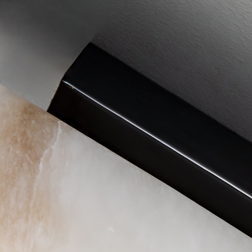 Wall Lamp Brass and Alabaster Integrated LED | Minimalist Modern Style | Natural Stone Pattern Sconce Lighting Fixture